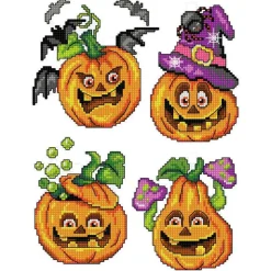 Crafting Spark Halloween Pumpkins Plastic Canvas Counted Cross Stitch Kit