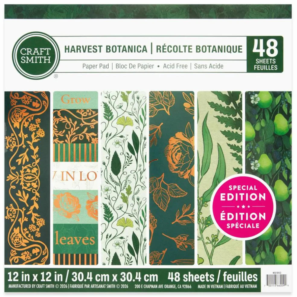 Craft Smith 12" x 12" Harvest Botanica Paper Pad, 48 Sheets