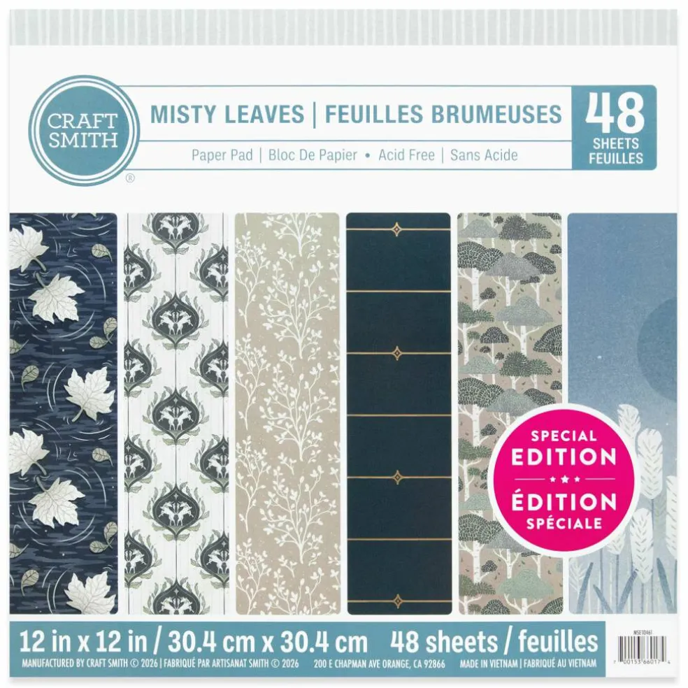 Craft Smith 12" x 12" Misty Leaves Paper Pad, 48 Sheets