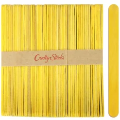 CraftySticks Colored Wood Craft Sticks 4.5 Inch, Red Orange Yellow Green Blue Purple White Black Pink Brown Popsicle Sticks