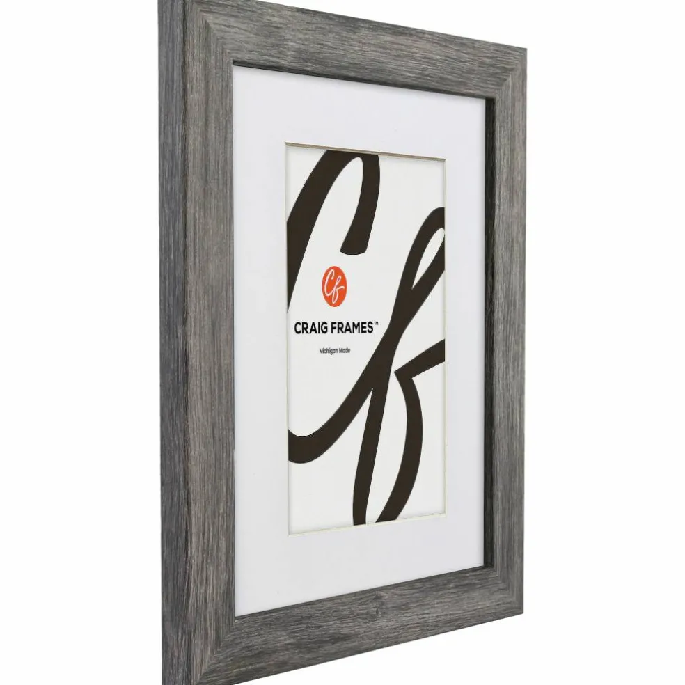 Craig Frames Bauhaus 125 Barnwood Gray Picture Frame with Mat
