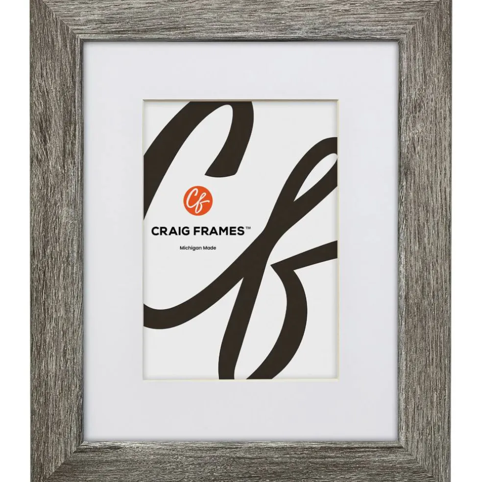 Craig Frames Bauhaus 125 Barnwood Gray Picture Frame with Mat