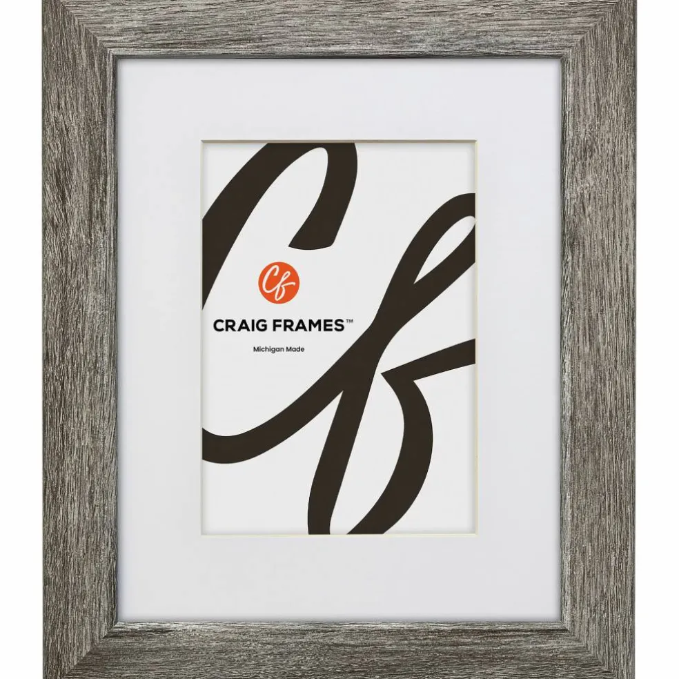 Craig Frames Bauhaus 125 Barnwood Gray Picture Frame with Mat