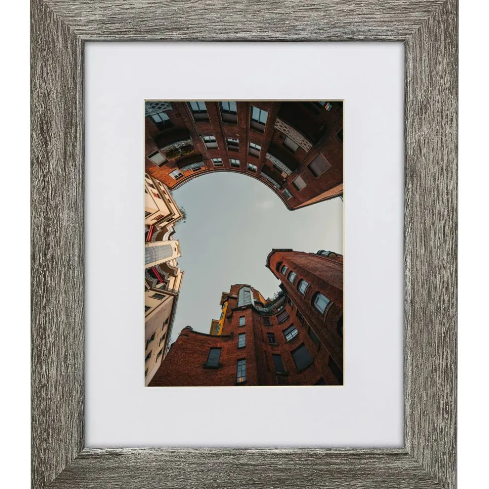 Craig Frames Bauhaus 125 Barnwood Gray Picture Frame with Mat