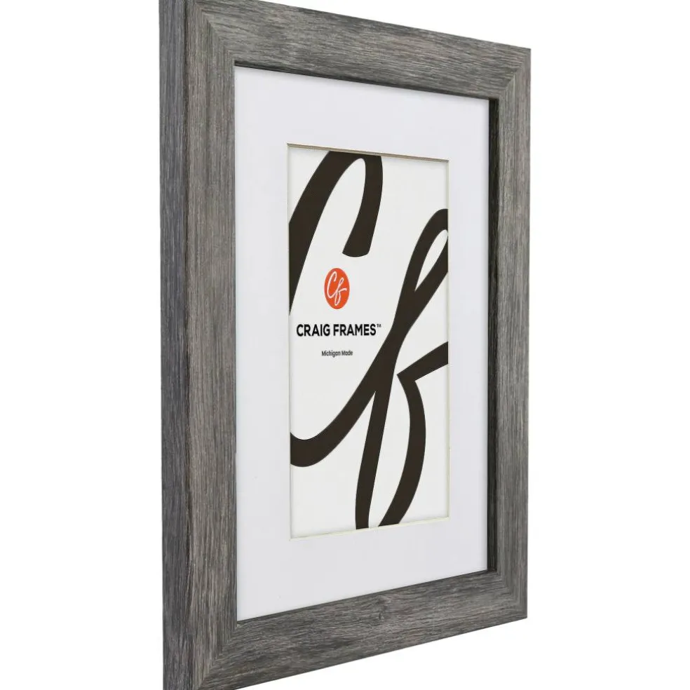 Craig Frames Bauhaus 125 Barnwood Gray Picture Frame with Mat