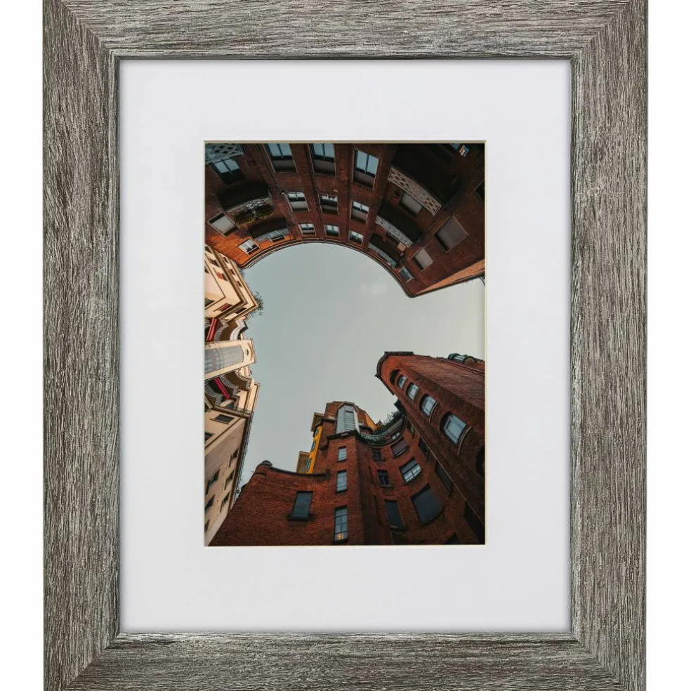 Craig Frames Bauhaus 125 Barnwood Gray Picture Frame with Mat