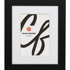 Craig Frames Bauhaus Mystic Satin Black Picture Frame with Mat