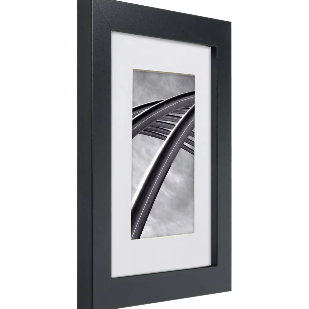 Craig Frames Bauhaus Mystic Satin Black Picture Frame with Mat