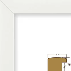 Craig Frames Contemporary White Satin Picture Frame with Mat