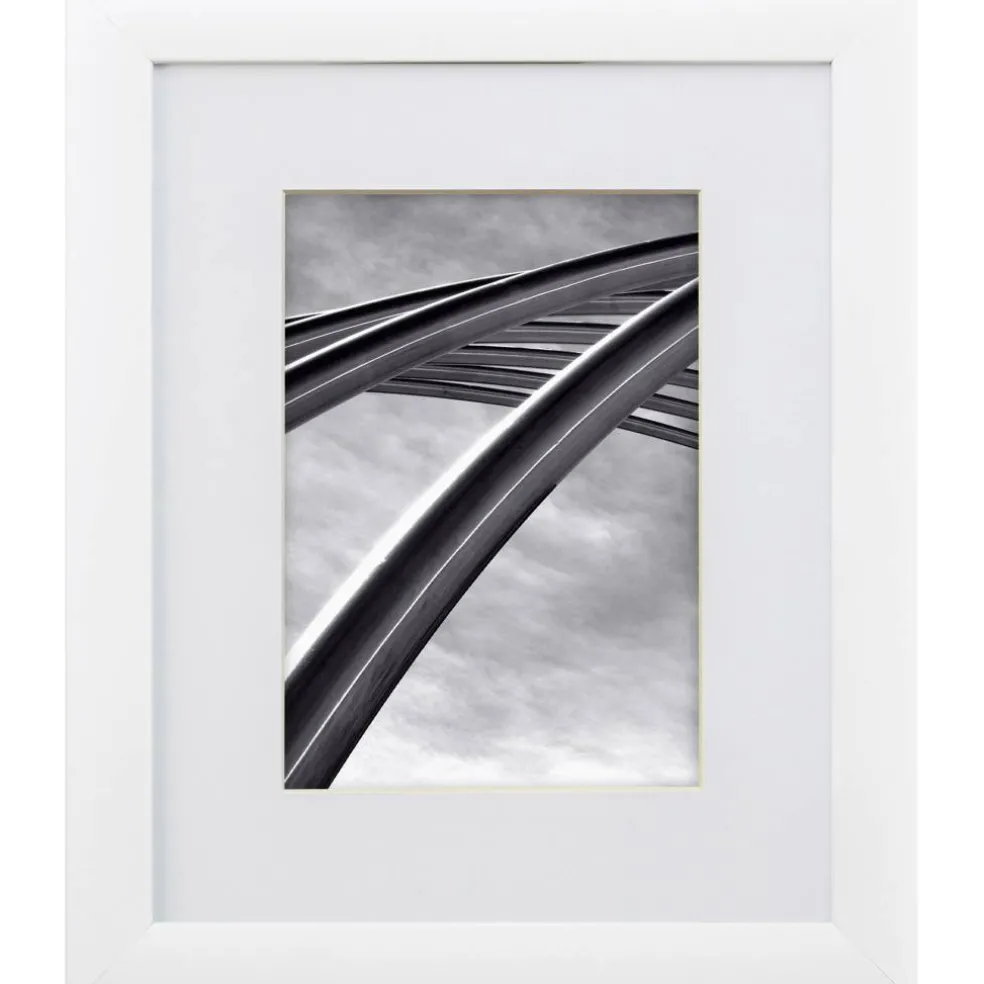 Craig Frames Contemporary White Satin Picture Frame with Mat