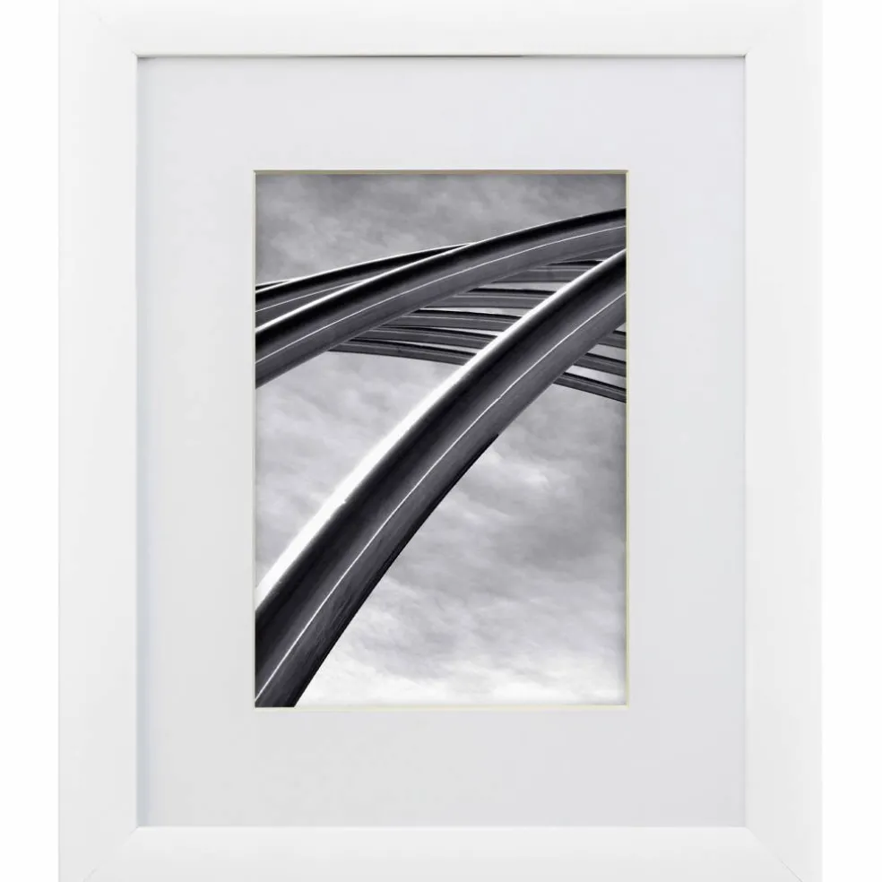 Craig Frames Contemporary White Satin Picture Frame with Mat