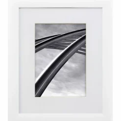 Craig Frames Contemporary White Satin Picture Frame with Mat