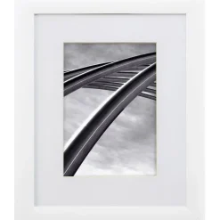 Craig Frames Contemporary White Satin Picture Frame with Mat