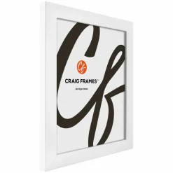 Craig Frames Contemporary White Satin Picture Frame with Mat