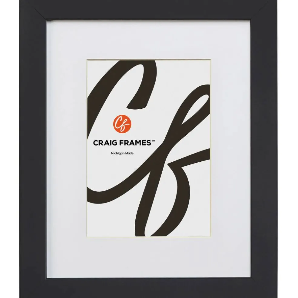 Craig Frames Essentials Modern Black Picture Frame with Mat