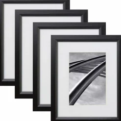 Craig Frames 4 Pack Economy Ebony Hardwood Picture Frame with Mat
