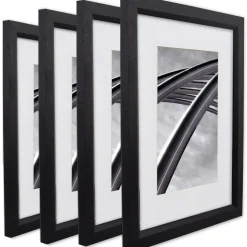 Craig Frames 4 Pack Economy Ebony Hardwood Picture Frame with Mat