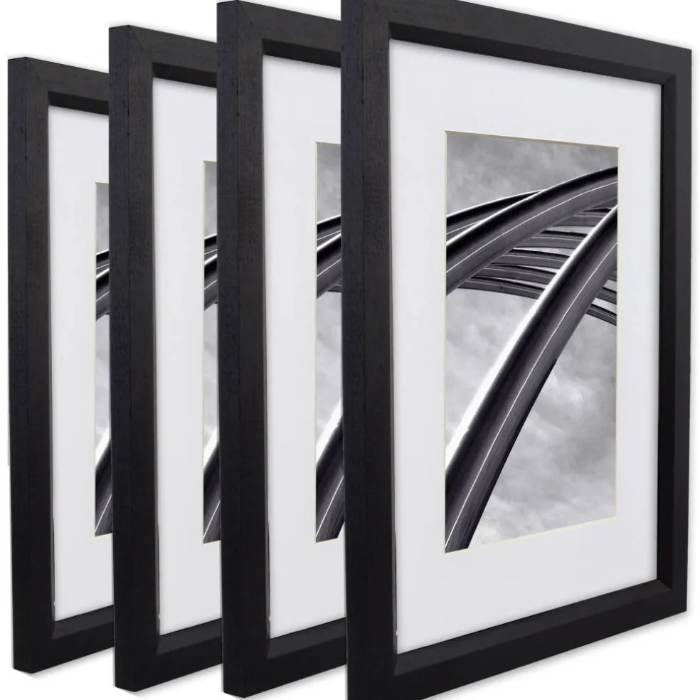 Craig Frames 4 Pack Economy Ebony Hardwood Picture Frame with Mat