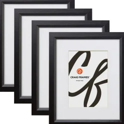 Craig Frames 4 Pack Economy Ebony Hardwood Picture Frame with Mat