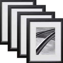 Craig Frames 4 Pack Economy Ebony Hardwood Picture Frame with Mat