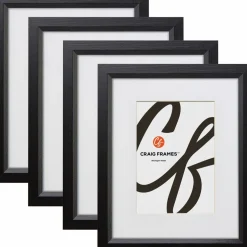 Craig Frames 4 Pack Economy Ebony Hardwood Picture Frame with Mat