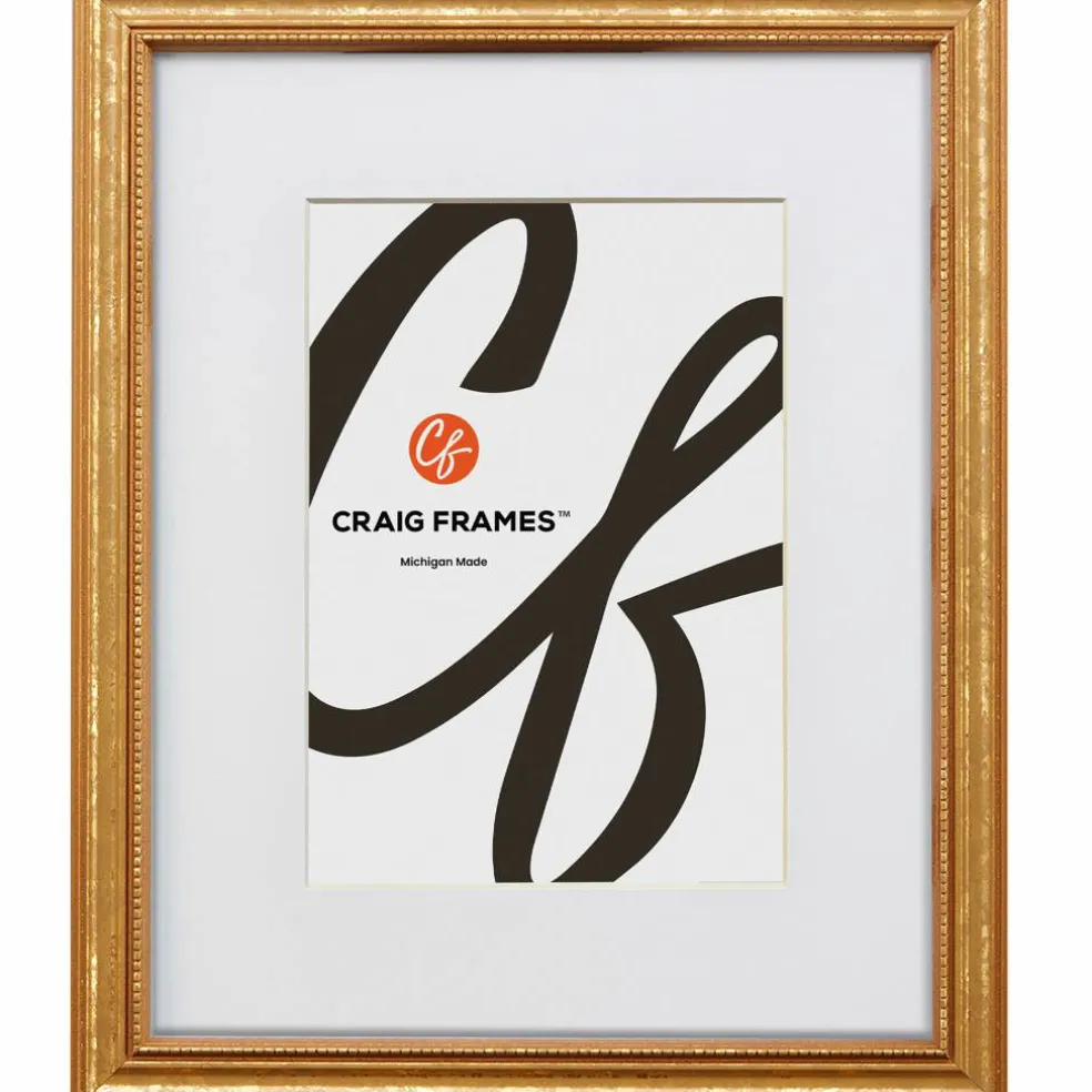 Craig Frames Stratton Aged Gold Picture Frame with Mat