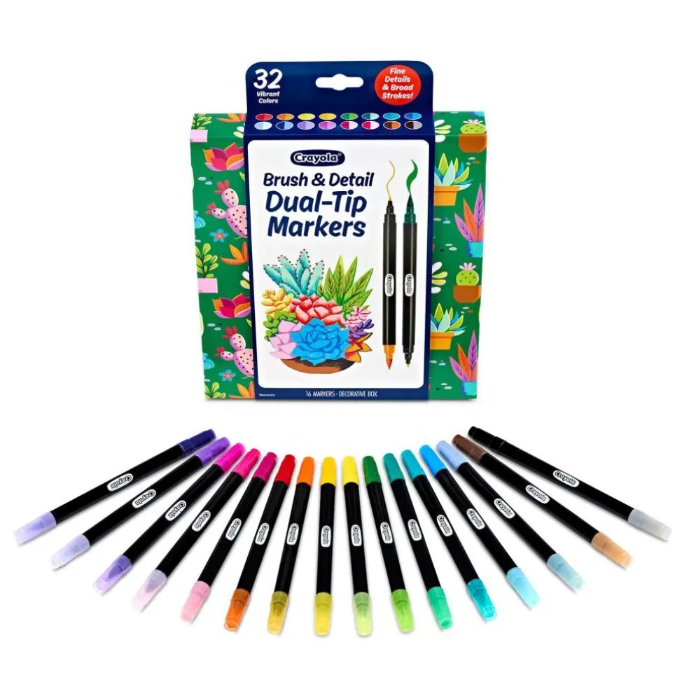 Crayola® Brush & Detail Dual-Tip Markers, Pack of 16