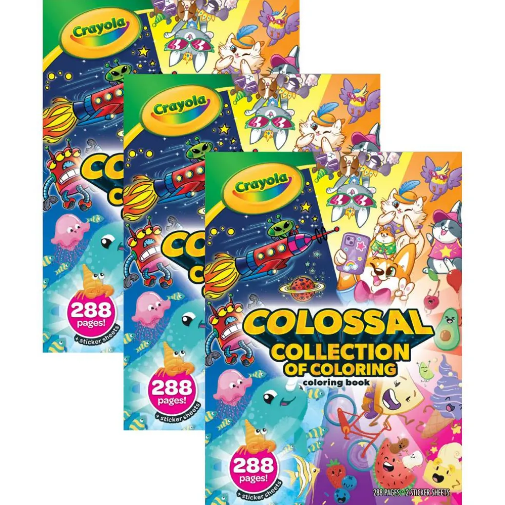 Crayola® Colossal Collection of Coloring Book & Stickers, Pack of 3