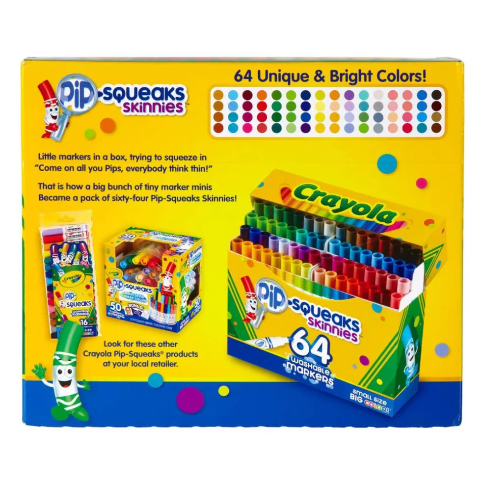 Crayola® Pip-Squeaks™ Skinnies™ Washable Markers, 64 Count