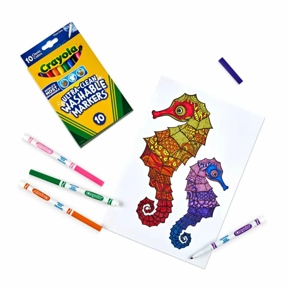 Crayola® Ultra-Clean Fine Line Classic Color Markers, 10 Count