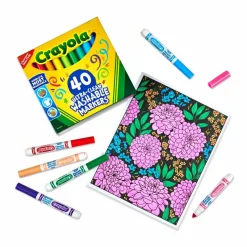 Crayola Ultra Clean Washable Classic Colors Broad Line Markers, 40ct.