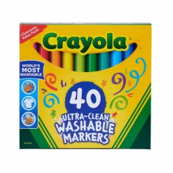 Crayola Ultra Clean Washable Classic Colors Broad Line Markers, 40ct.