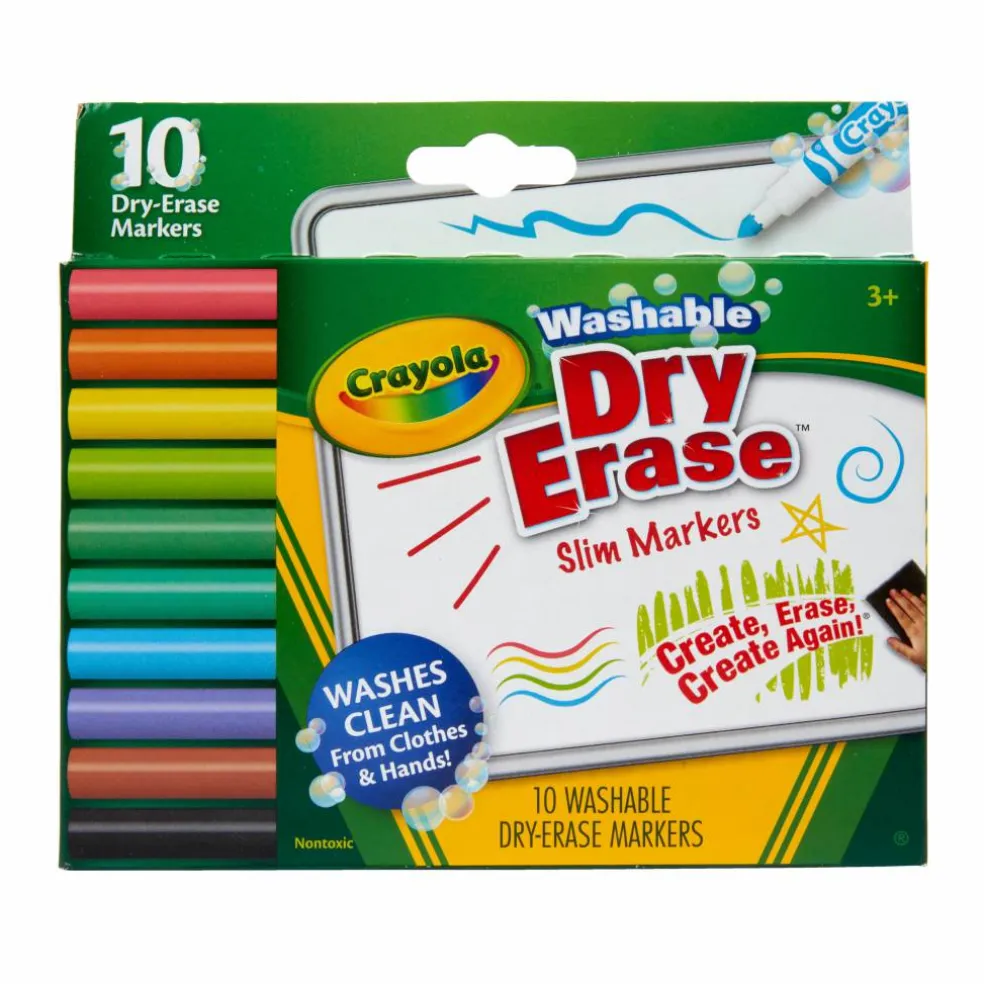 Crayola® Washable Dry Erase™ Slim Markers, 10ct.