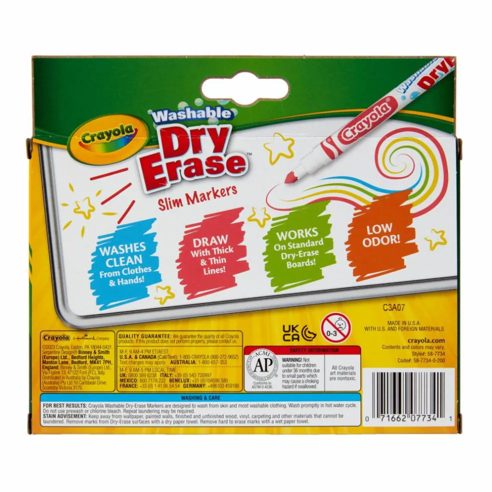 Crayola® Washable Dry Erase™ Slim Markers, 10ct.