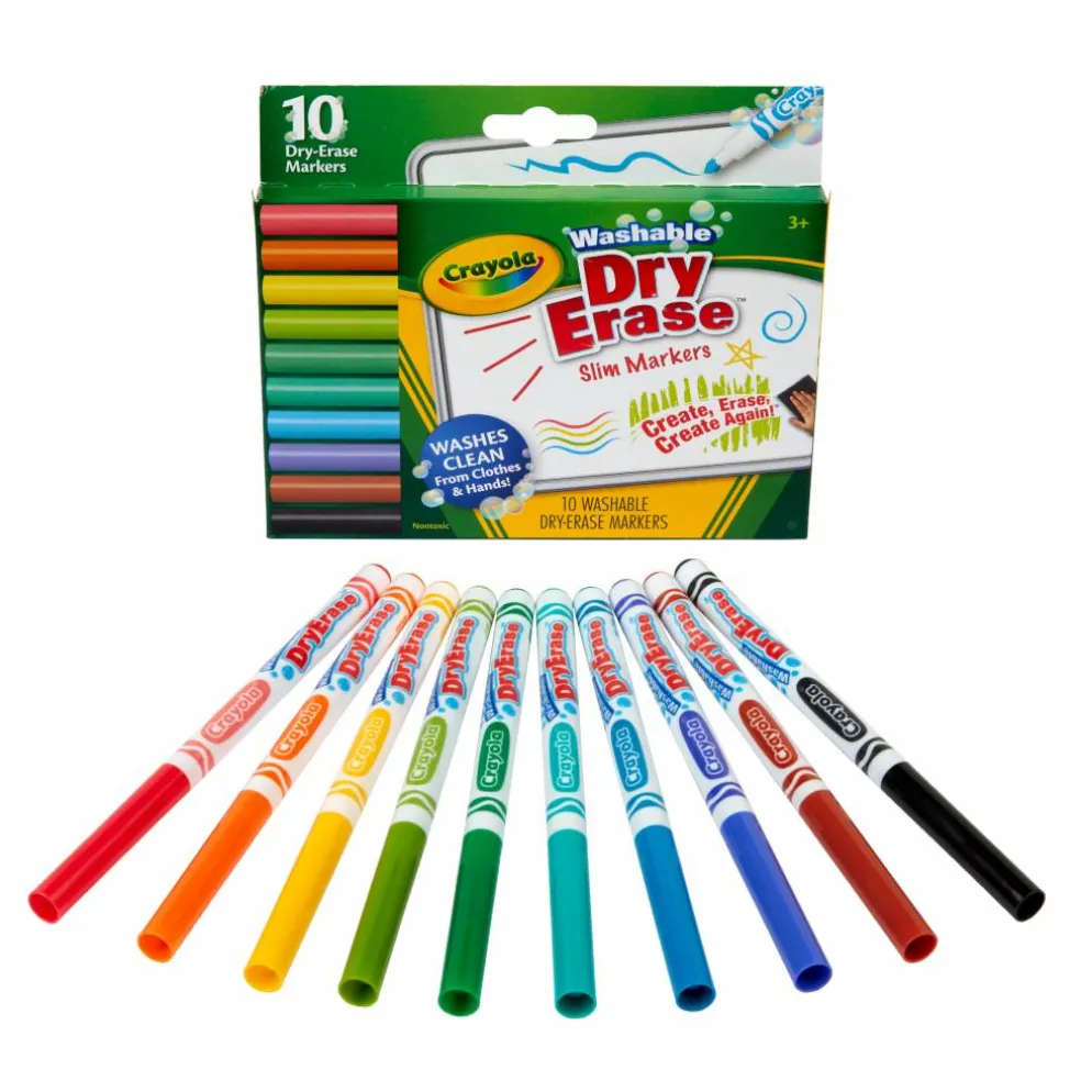 Crayola® Washable Dry Erase™ Slim Markers, 10ct.