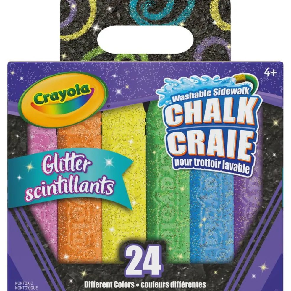 Crayola® Washable Glitter Sidewalk Chalk, 3 Packs of 24