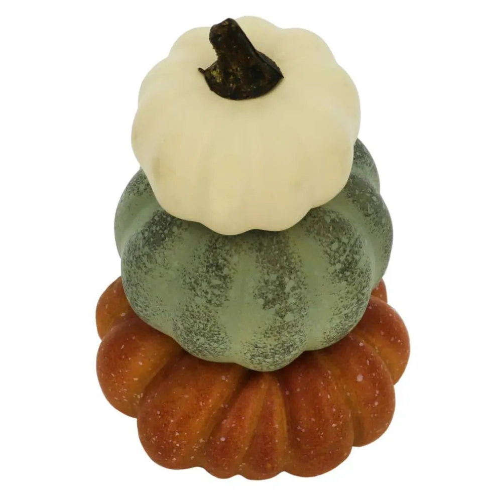 6.5" Cream, Green & Brown Stacked Decorative Pumpkins by Ashland®