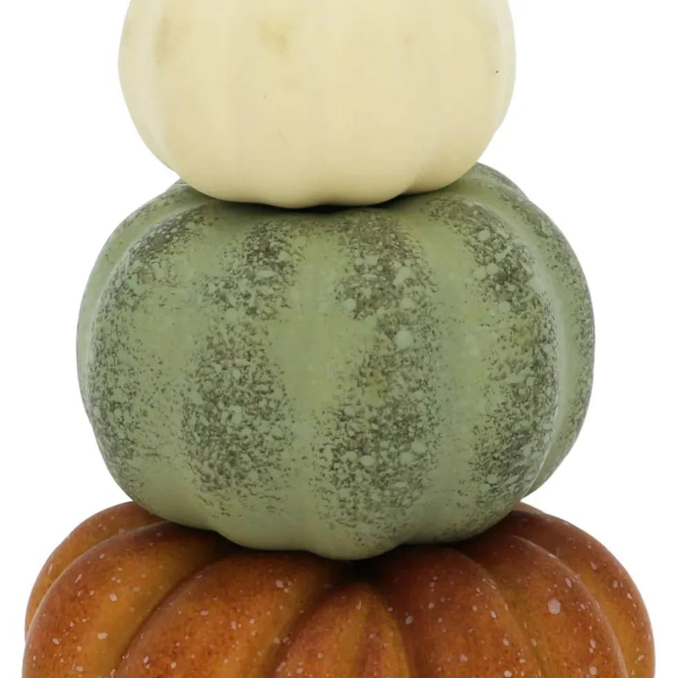 6.5" Cream, Green & Brown Stacked Decorative Pumpkins by Ashland®