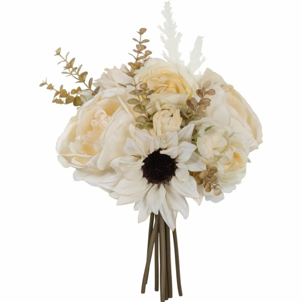 12" Cream Ranunculus & Sunflower Mix Real Touch Bundle by Ashland®