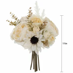 12" Cream Ranunculus & Sunflower Mix Real Touch Bundle by Ashland®