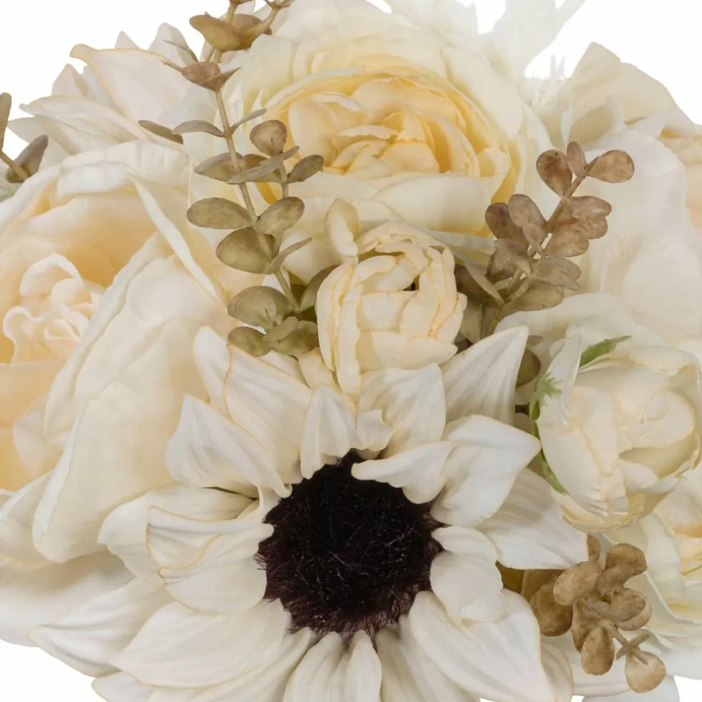 12" Cream Ranunculus & Sunflower Mix Real Touch Bundle by Ashland®