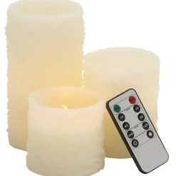 Cream Traditional Resin Flameless Candle Set