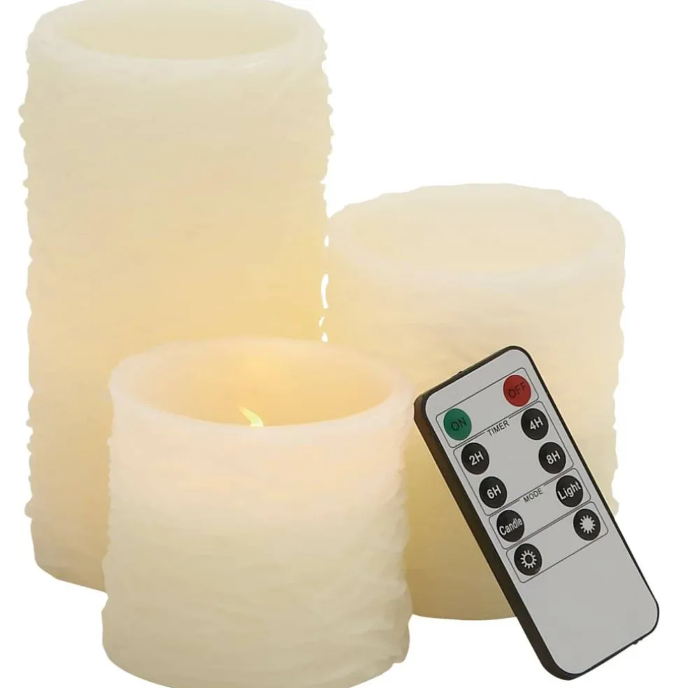 Cream Traditional Resin Flameless Candle Set