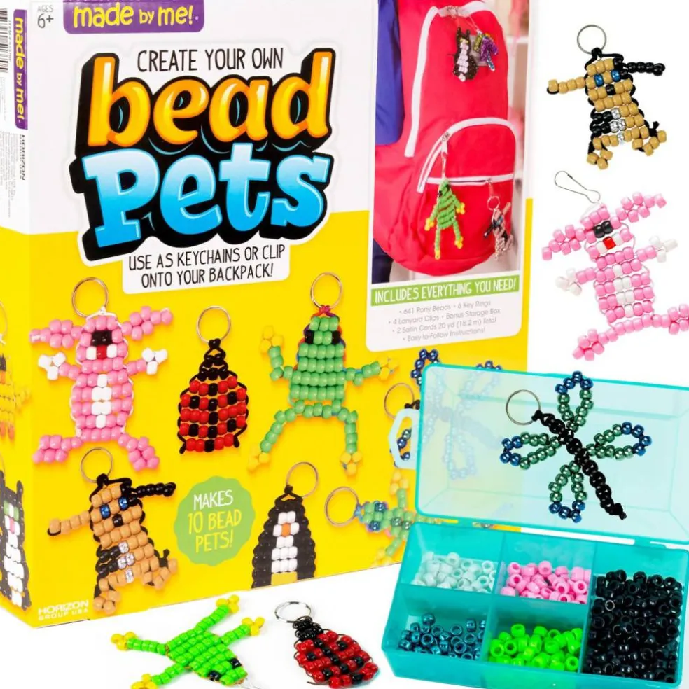 Create Your Own Bead Pets by Horizon Group Usa, Includes Over 600 Pony Beads, 6 Key Rings, Storage Box & Much More