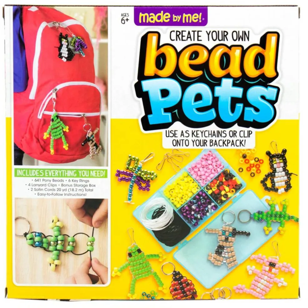 Create Your Own Bead Pets by Horizon Group Usa, Includes Over 600 Pony Beads, 6 Key Rings, Storage Box & Much More