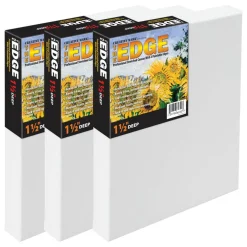 Creative Mark The Edge Deluxe Cotton 1-1/2" Deep Stretched Canvas for Painting, 40x40" Pack of 3, 14oz. Primed Weight, Universal Archival Priming, Medium Tooth, Hand-stretched Canvas for Painters