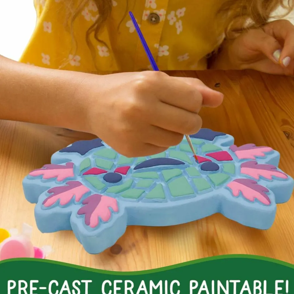 Creative Roots Axolotl Stepping Stone Kit, 7-Inch Paintable Ceramic Stepping Stone, Includes 6 Acrylic Paints, Kids Crafts, Ages 8+