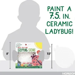 Creative Roots Mosaic Ladybug Stone, Includes 7-Inch Ceramic Stepping Stone & 6 Vibrant Paints, DIY Garden Stepping Stone Kit for Kids Ages 6+
