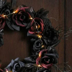 Creepy Halloween Skull Dead Roses Wreath Decoration 23.5"