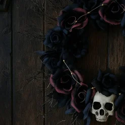 Creepy Halloween Skull Dead Roses Wreath Decoration 23.5